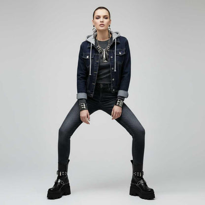 Denim Jacket with Removable Hood | Women's Jacket