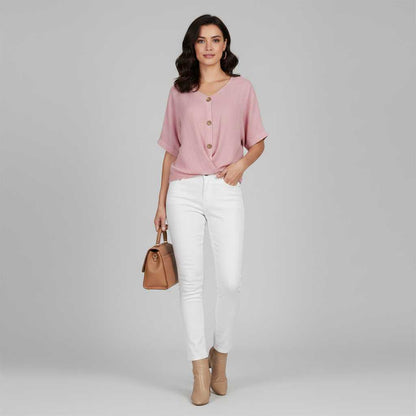 Elegant V-Neck Blouse | Women's Long Sleeve Top