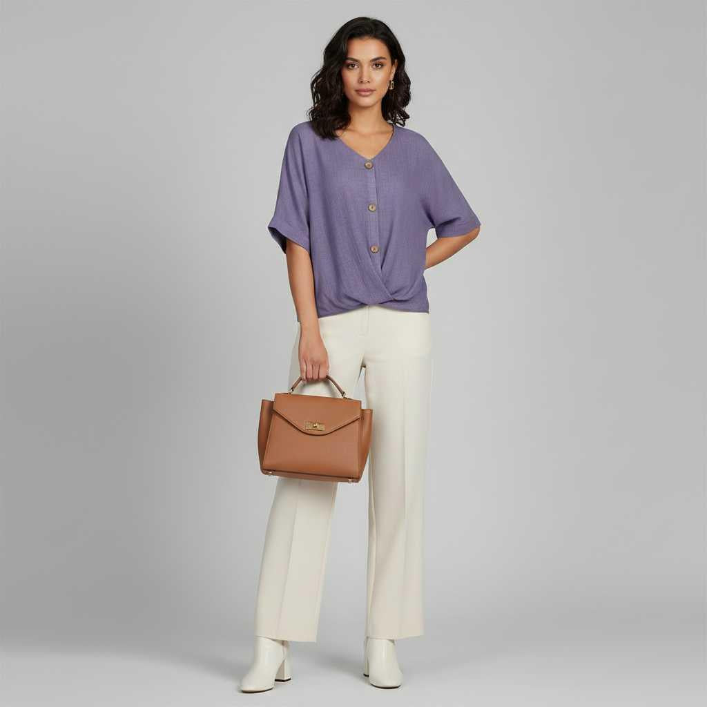 Elegant V-Neck Blouse | Women's Long Sleeve Top