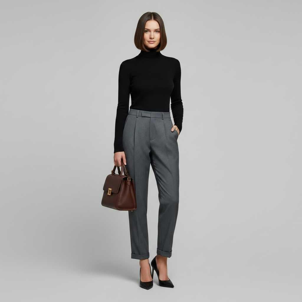 Elegant Black Pants | Women's High Waist Suit Trousers