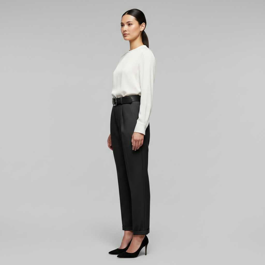 Elegant Black Pants | Women's High Waist Suit Trousers