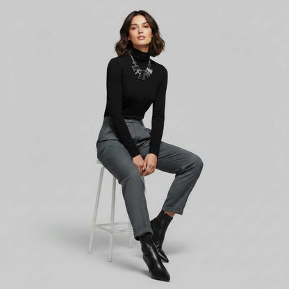 Elegant Black Pants | Women's High Waist Suit Trousers